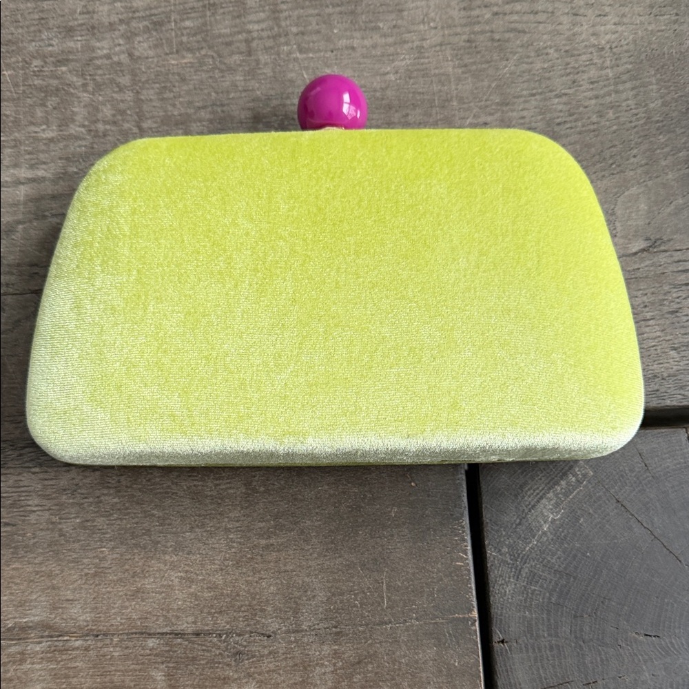 Shiraleah Chicago Lime Green Clutch with Pink Accent closure